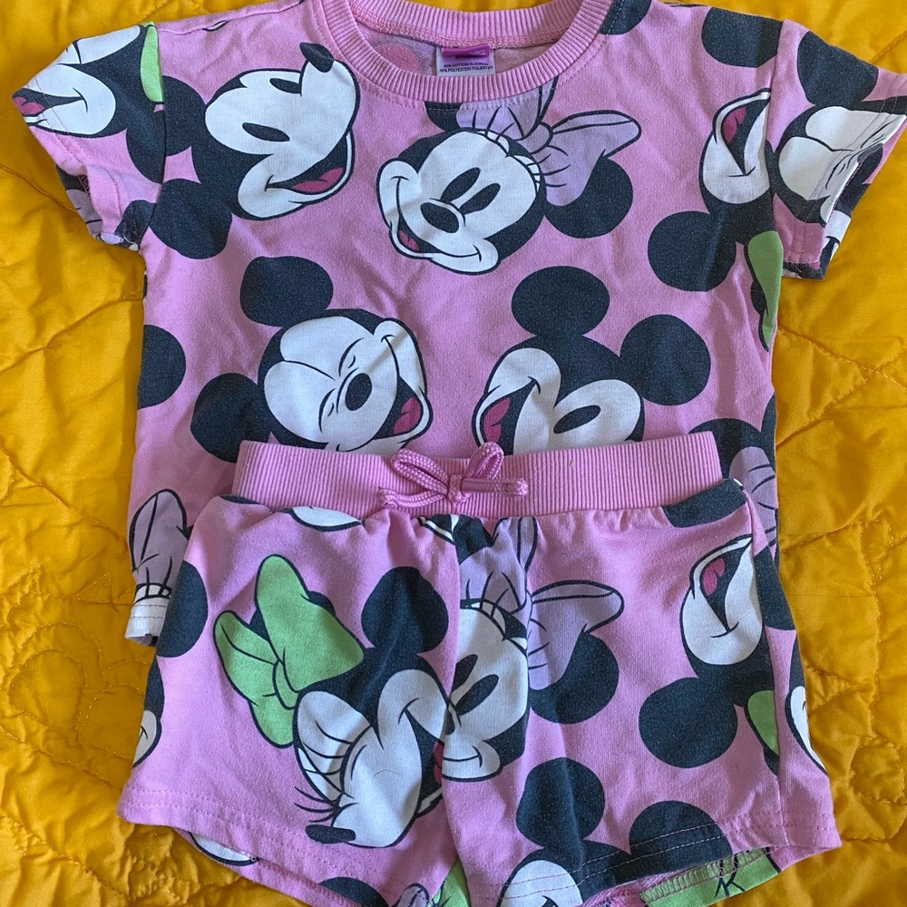 Disney Pink and Black Mickey Mouse Kids Matching Set